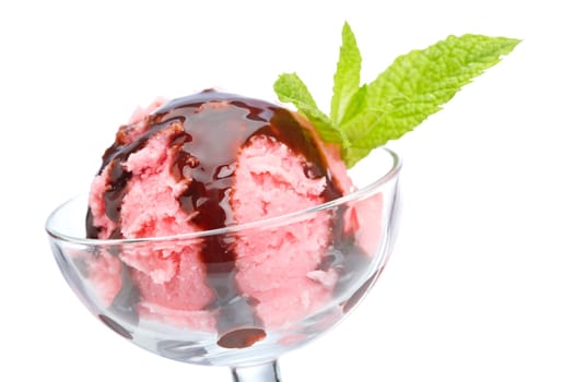Delicious raspberries ice cream