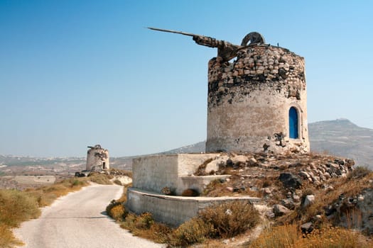 Windmill ruins on Santorini