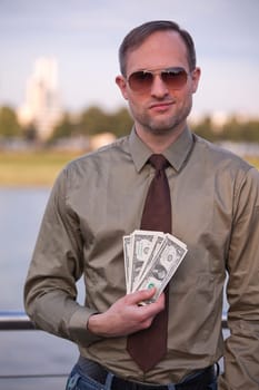 man with dollars