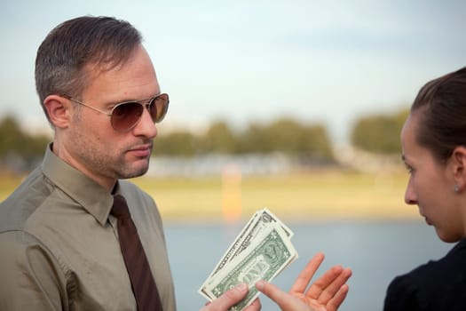 man dealing with woman