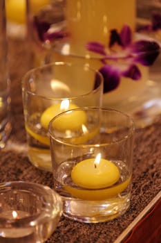 Close up shot of spa candles