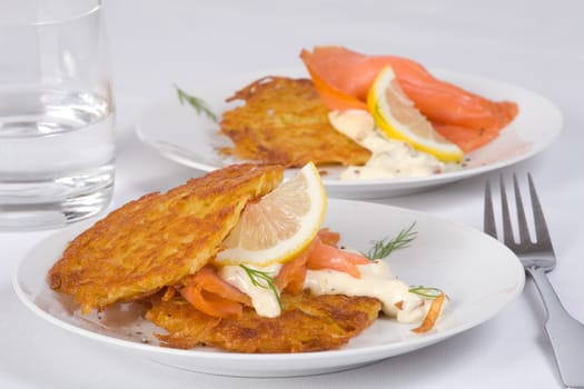 Salmon with hash browns