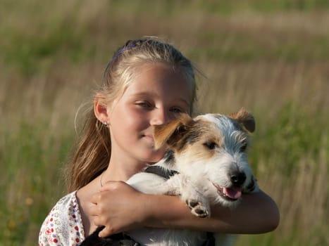 Child with dog