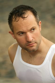 Man in undershirt
