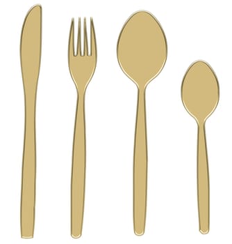 Design element - Cutlery - Gold