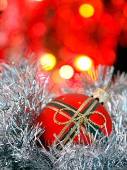Christmas decoration - red ball with abstract background