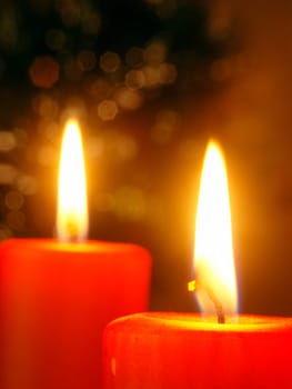 Christmas - two candles with abstract background