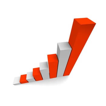 Growing column graph 3d illustration