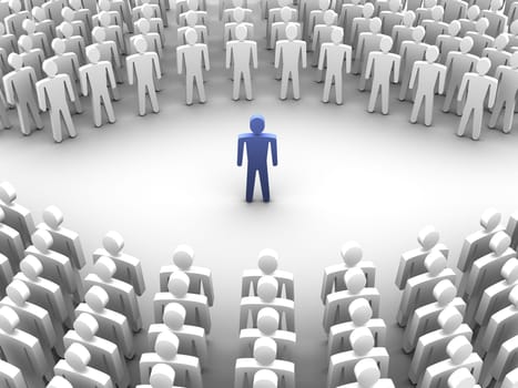 Person surrounded with crowd