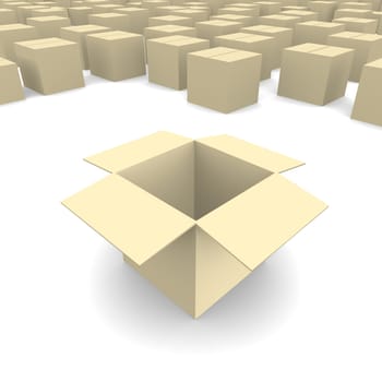 Empty cardboard box 3d