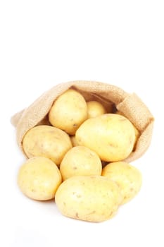Burlap sack with potatoes