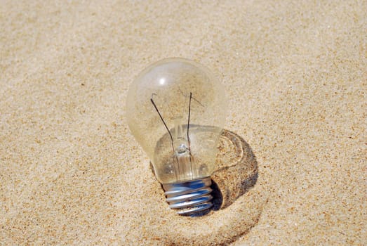 Lightbulb on sand (global warming)