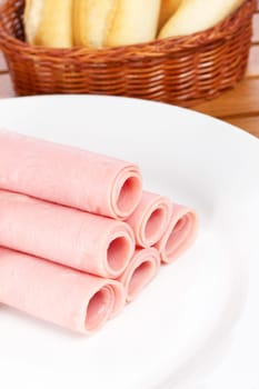 Rolls of ham