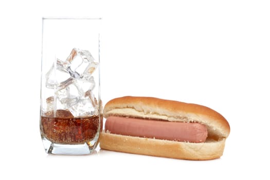 Hot dog and soda glass