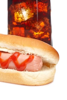 Hot dog and soda glass