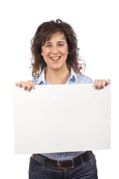 Holding the blank banner