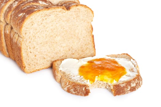 Toast with butter and peach jam