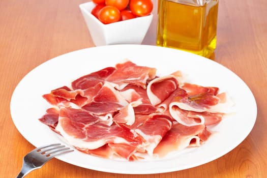 Slices of spanish ham