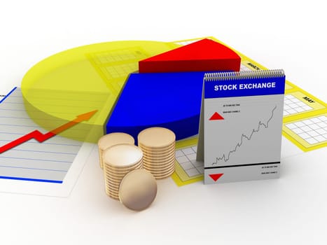 pie chart with stock graph