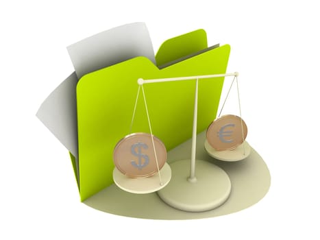 Euro and Dollar Coins on the cradle