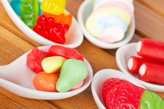 Candies in the spoons