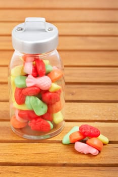 Candies in the glass jar