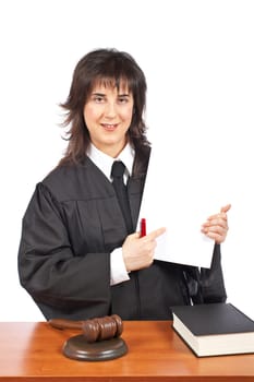 Female judge points to blank court order