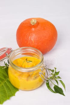 Glass and pumpkin