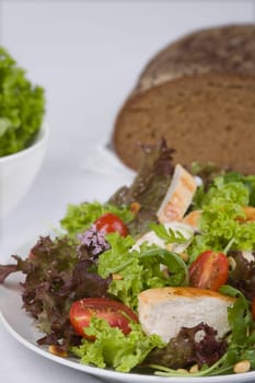 Salad with mixed bread