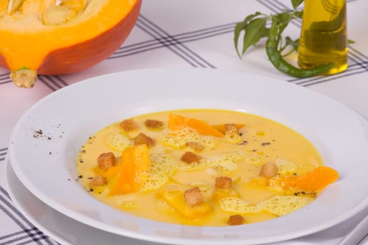 Pumpkin and croutons