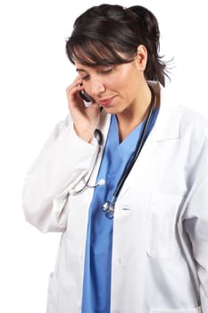 Female doctor talking with phone