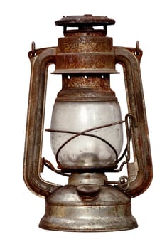 time-worn kerosene lamp