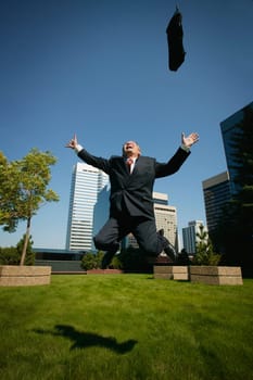 Businessman celebrates