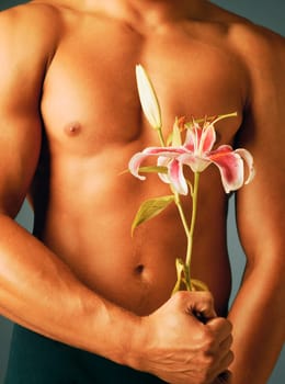 Man with flowers