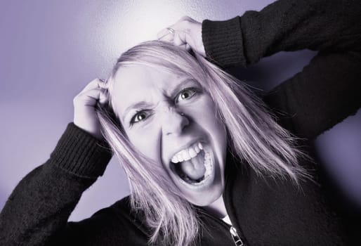 Woman pulls her hair out