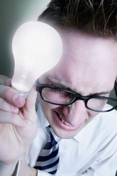 Man with light bulb