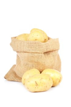 Burlap sack with potatoes