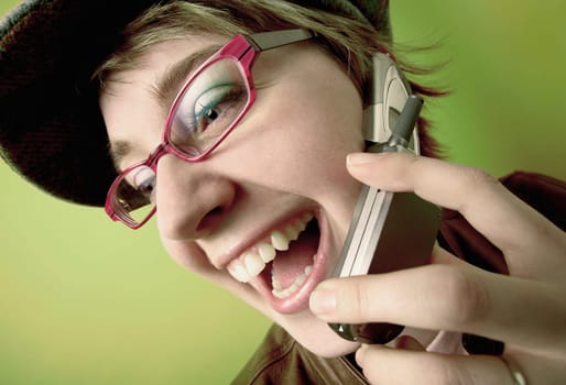 Woman talks on cell phone
