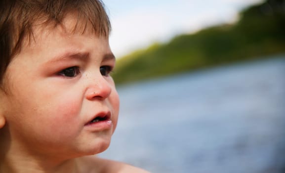 A boy's worried expression