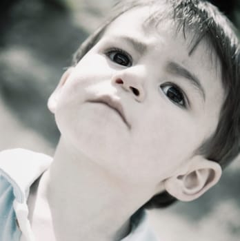 Portrait of serious young boy