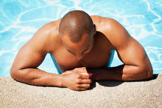 male swimmer resting