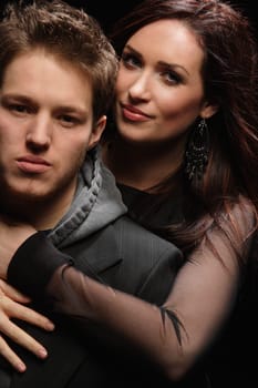 Couple in close embrace