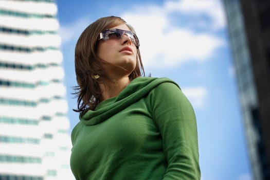 Woman with trendy sunglasses