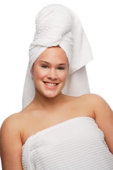 Woman in bath towel