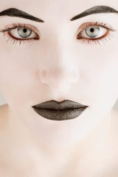 A woman's face in black and white