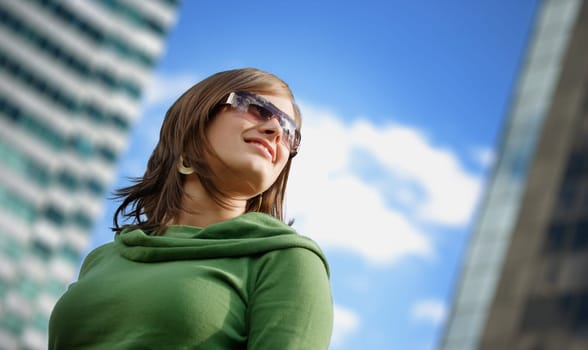 Woman with trendy sunglasses