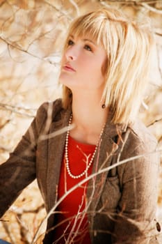 Woman gazing upward