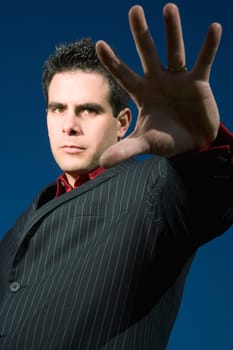 Man with an open hand