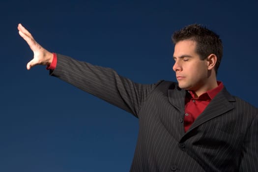 Man with his arm outstretched