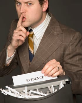 Man shredding a document